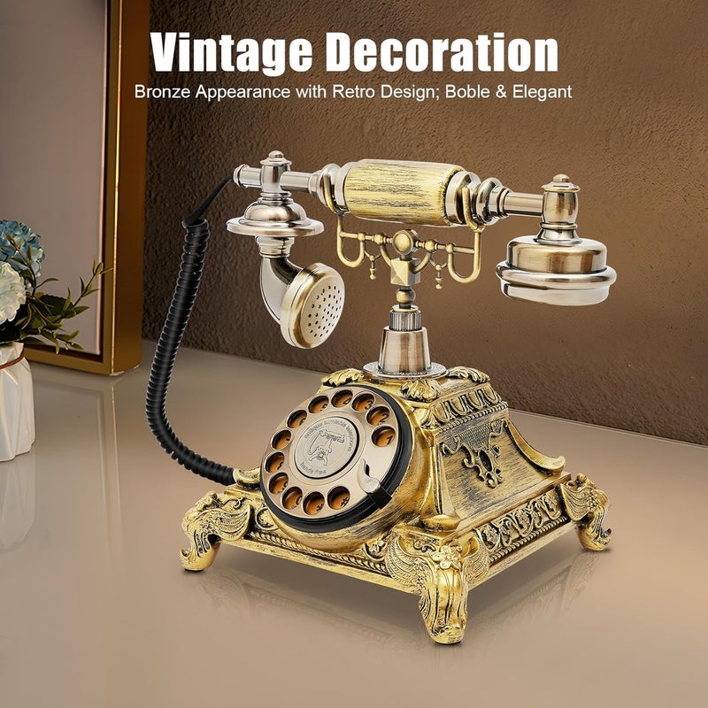 APOUDM Antique Telephone Vintage Rotary Dial Telephone Phone European Style Old Fashioned Rotary Dial Phone Creative Retro Telephones European Rotary Dialing Telephone Decoration - Image 3